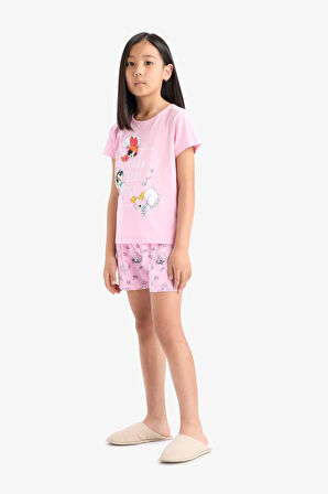 Kız Çocuk PowerPuff Girls Pijama Takımı Kısa Kollu Üst Şort