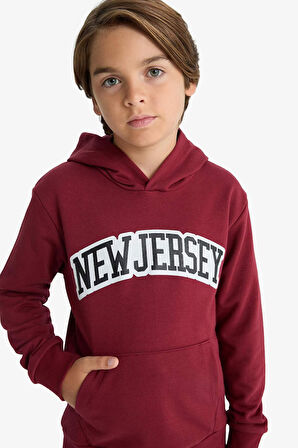 Erkek Çocuk 2'li Takım Baskılı Kapüşonlu Sweatshirt Eşofman Altı