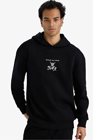 One Piece Boxy Fit Kapüşonlu Baskılı Sweatshirt