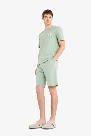 Pijama Takımı Baskılı Kısa Kollu Üst Şort 