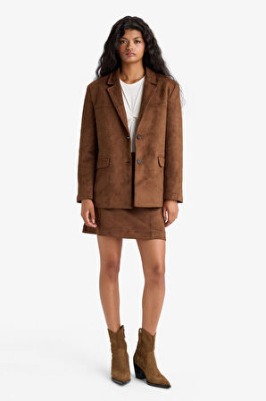 Regular Fit Ceket Yaka Süet Blazer Ceket