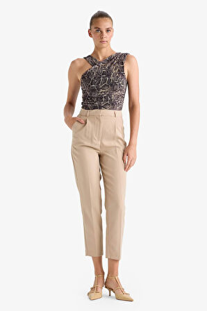 Yılan Derisi Desenli Halter Yaka Tül Bluz 