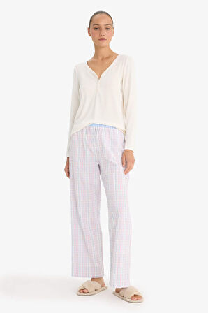 Regular Fit Uzun Boy Gofre Dokulu Pijama Altı-Fall in Love