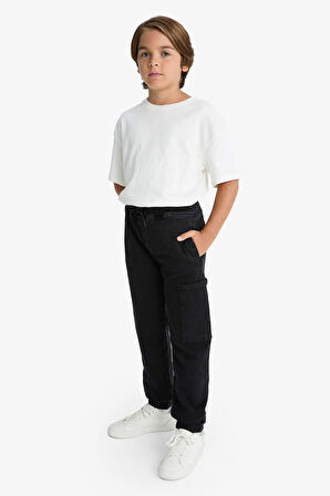 Erkek Çocuk Kargo Jogger Esnek Bantlı Paça Jean Pantolon