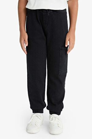 Erkek Çocuk Kargo Jogger Esnek Bantlı Paça Jean Pantolon
