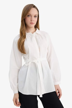 %100 Pamuk Relax Fıt Poplin Gömlek Tunik G7704AX26SPWT32