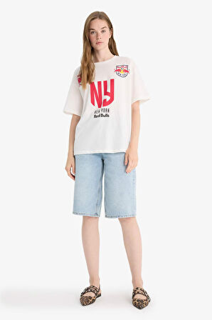 MLS Oversize Geniş Kalıp Bisiklet Yaka Sırt Baskılı Kısa Kollu Tişört