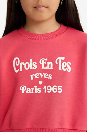 Kız Çocuk 2'li Takım Baskılı Sweatshirt Eşofman Altı