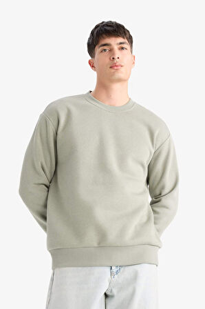 Relax Fit Bisiklet Yaka Kalın İçi Yumuşak Tüylü Basic Düz Sweatshirt