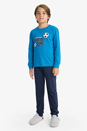 Erkek Çocuk Pijama Takımı Baskılı Uzun Kollu Üst Uzun Alt