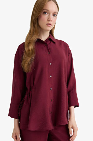 Relax Fit Gömlek Yaka Uzun Kollu Gömlek