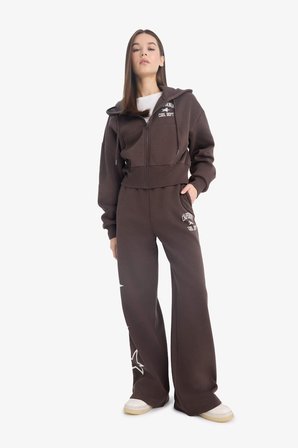 DeFacto Oversize Geniş Kalıp Kapüşonlu Sırt Baskılı Fermuarlı Sweatshirt E9583AX25WNBN258