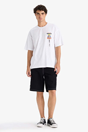 Naruto Boxy Fit Bisiklet Yaka Sırt Baskılı Kısa Kollu Tişört