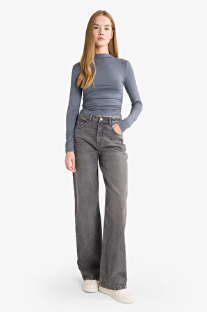 Fitted Yarım Balıkçı Yaka Uzun Kollu Bluz