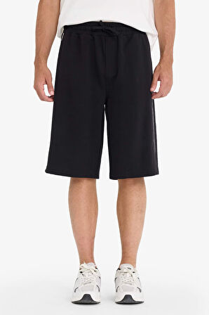 Baggy Fit Düz Paça Sweatshirt Kumaşı Şort