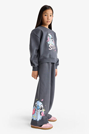 Kız Çocuk Disney Lilo & Stitch 2'li Takım Sweatshirt Eşofman Altı 