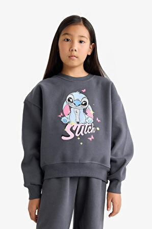 Kız Çocuk Disney Lilo & Stitch 2'li Takım Sweatshirt Eşofman Altı 