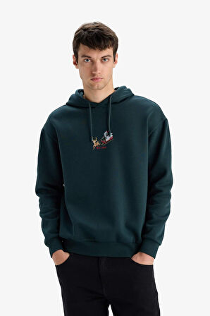 Rick and Morty Boxy Fit Kapüşonlu Sırt Baskılı Sweatshirt