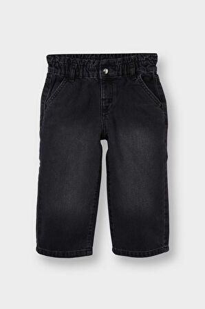 Kız Bebek Wide Leg Beli Lastikli Jean Pantolon
