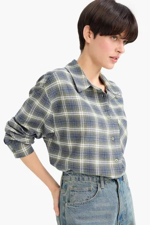 Overshirt Fit Kareli Flanel Uzun Kollu Gömlek