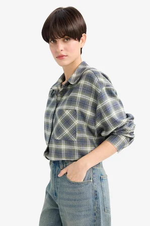 Overshirt Fit Kareli Flanel Uzun Kollu Gömlek