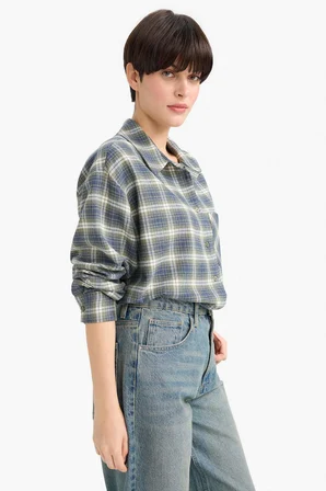 Overshirt Fit Kareli Flanel Uzun Kollu Gömlek