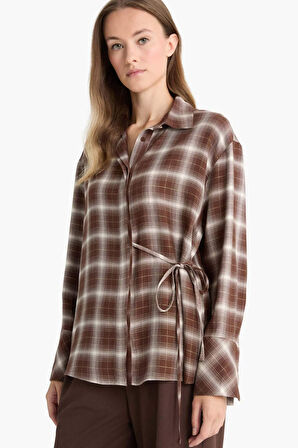 Regular Fit Gömlek Yaka Simli Kumaş Uzun Kollu Gömlek