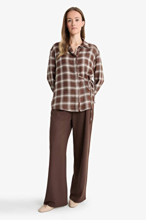 Regular Fit Gömlek Yaka Simli Kumaş Uzun Kollu Gömlek