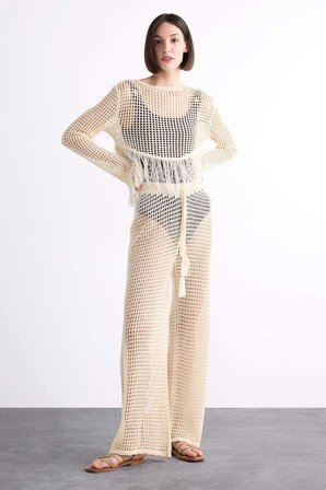 DeFacto Straight Fit Beli Lastikli Kroşe Plaj Pantolonu F7460AX25HSER105