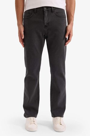 Diago Comfort Fit Yüksek Bel Geniş Paça Düz Paça Termal Polarlı Jean Pantolon