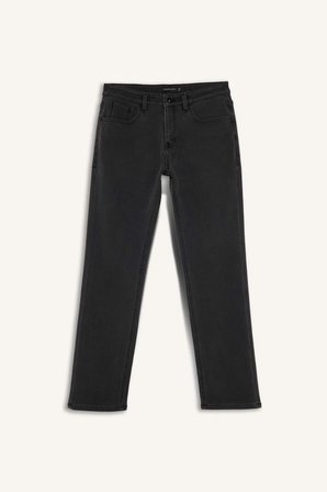 DeFacto Sıcak Tutan Diago Comfort Fit Yüksek Bel Geniş Paça Düz Paça Termal Polarlı Jean Pantolon F6132AX25WNNM36