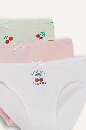 Kız Çocuk Meyve Desenli 3'lü Slip Külot