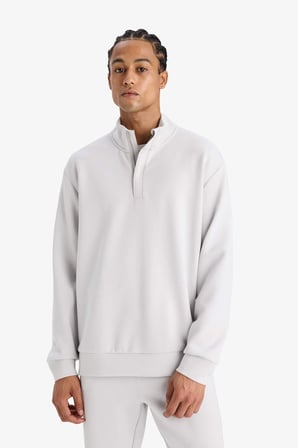 DeFacto Standart Fit Dik Yaka Yarım Fermuarlı Modal Sporcu Sweatshirt E9772AX25AUGR184