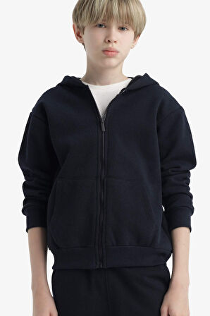 Erkek Çocuk Kapüşonlu Fermuarlı Sweatshirt