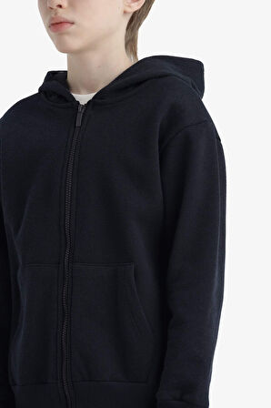 Erkek Çocuk Kapüşonlu Fermuarlı Sweatshirt