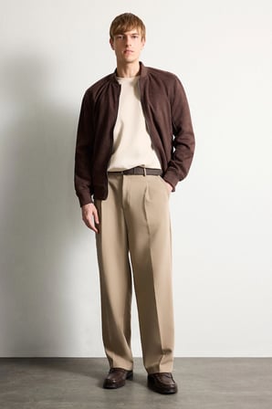 DeFacto Slim Fit Süet Kolej Yaka Fermuarlı Çift Cepli Mevsimlik Bomber Mont Ceket A3866AX26SPBN192