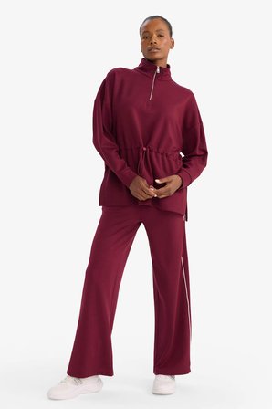DeFacto Long Fit Dik Yaka Beli Lastikli Yarım Fermuarlı Modal Sporcu Sweatshirt G4367AX25WNBR170