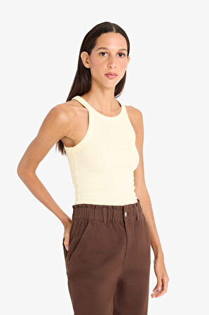 DeFacto Slim Fit Dar Kesim Halter Yaka Fitilli Kaşkorse Atlet E2176AX25SPYL450