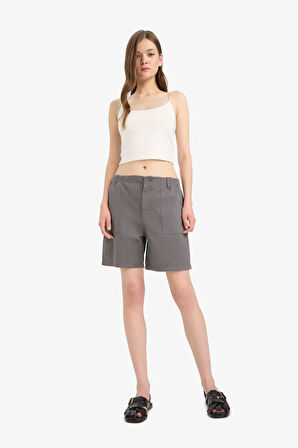 DeFacto Coool Normal Bel Kısa Paça Gabardin Bermuda Şort F3318AX25SMAR193