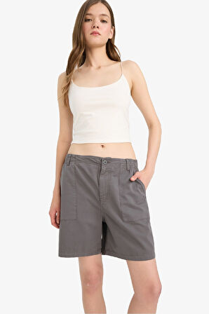 DeFacto Coool Normal Bel Kısa Paça Gabardin Bermuda Şort F3318AX25SMAR193