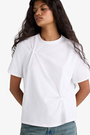 Regular Fit Bisiklet Yaka Penye Kısa Kollu Tişört