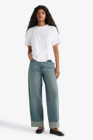 Regular Fit Bisiklet Yaka Penye Kısa Kollu Tişört