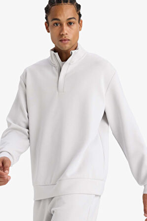 DeFactoFit Standart Fit Dik Yaka Modal Sporcu Sweatshirt
