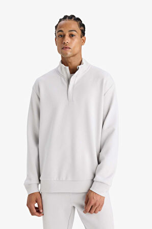 DeFactoFit Standart Fit Dik Yaka Modal Sporcu Sweatshirt