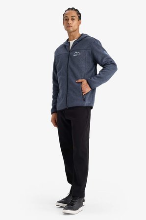 DeFacto Standart Fit Kapüşonlu İçi Yumuşak Tüylü Fermuarli Polar Hırka F3811AX25WNNV123