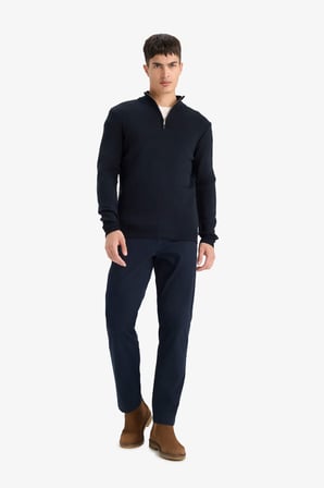 DeFacto Standart Fit Dik Yaka Fermuarlı Basic Triko Kazak A5184AX25AUNV64