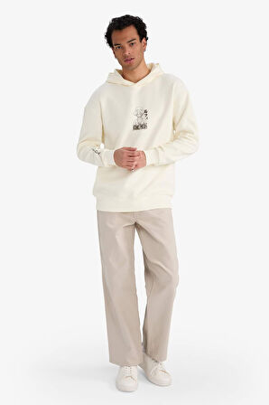 One Piece Boxy Fit Kapüşonlu Sırt Baskılı Sweatshirt