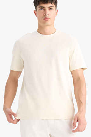 DeFacto %100 Pamuk Regular Fit Bisiklet Yaka Basic Düz Kısa Kollu Tişört E7961AX25AUER140