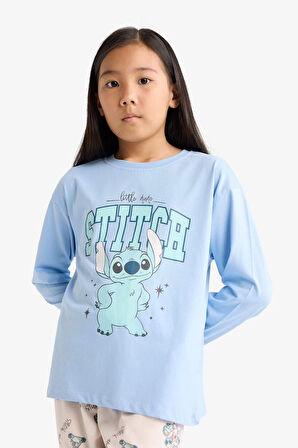 Kız Çocuk Disney Lilo & Stitch Pijama Takımı Uzun Kollu Üst Uzun Alt 