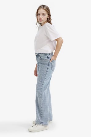 Straight Wide Fit Geniş Paça Jean Pantolon Kız Çocuk